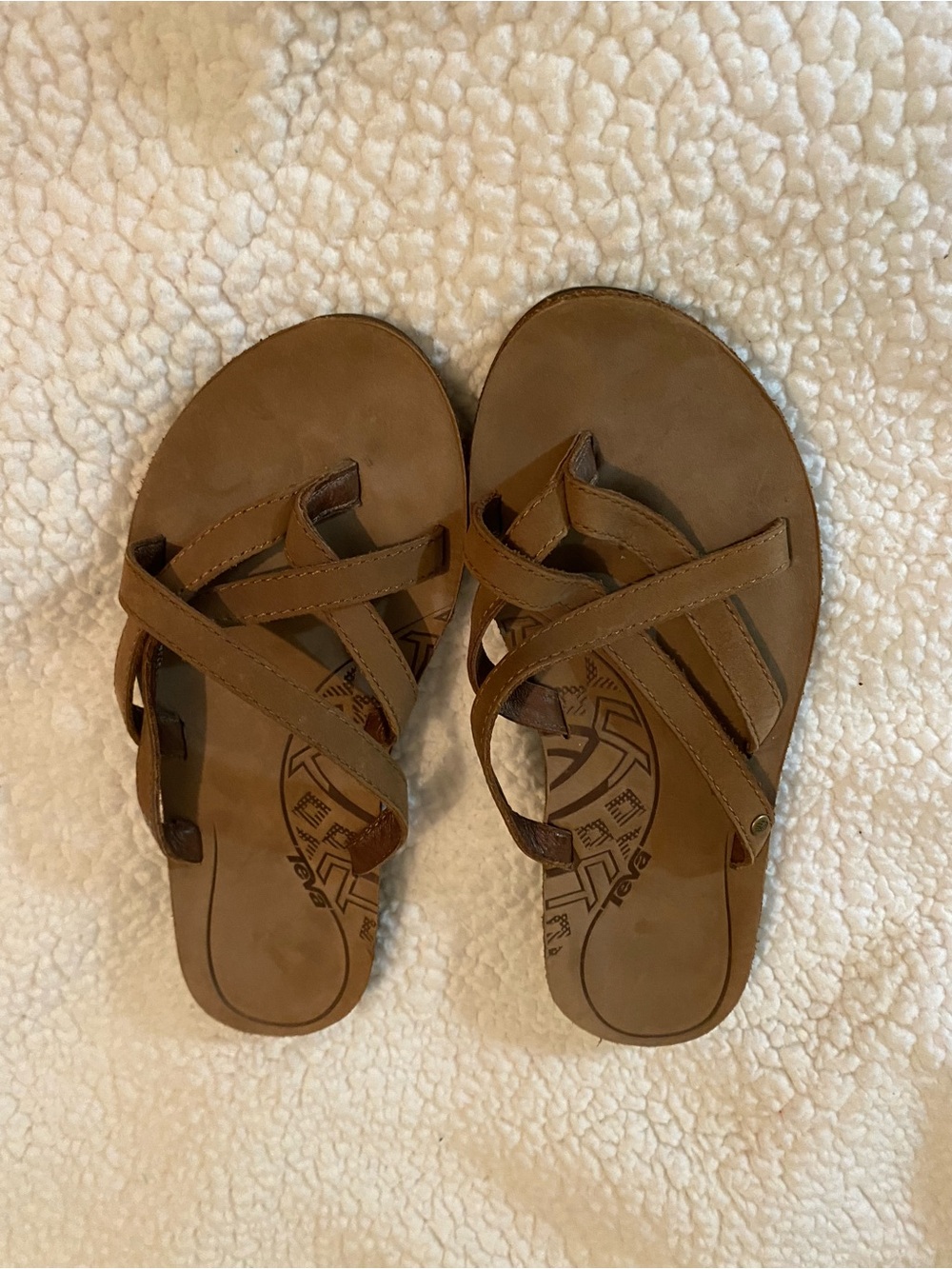 Women's Teva Brown Cross-Strap Slide Sandals